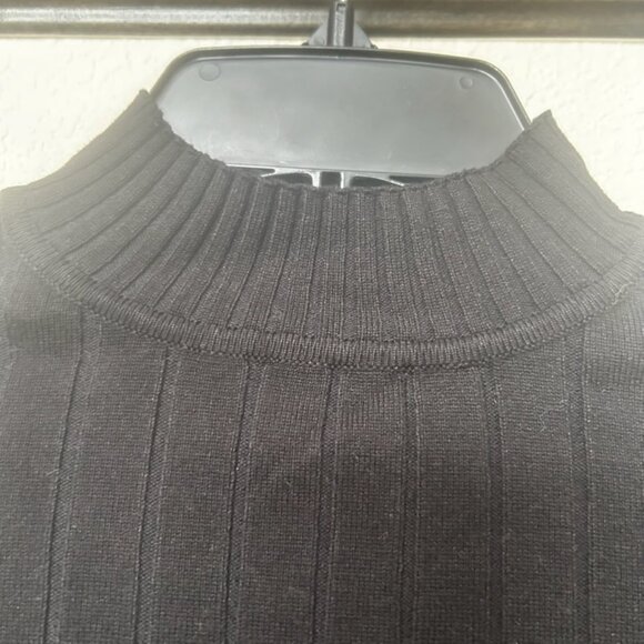 NWOT Black Ribbed Fitted Mock Neck Sweater Top - Picture 5 of 7